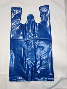 Blue T-Shirt 50 Micron Heavy Duty  Plastic Bags 1/6 Large 22 x 7 x 12 inches - Picture 1 of 6