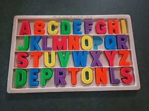 Vintage Fisher Price Alphabet Magnetic Letters And Tray Puzzle Missing One "P"