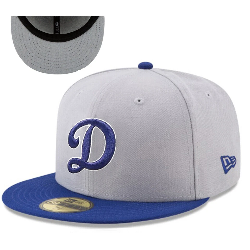 Los Angeles Dodgers LAD Authentic MLB "D" Logo New Era 5950 Gray Blue - Image 1 of 1