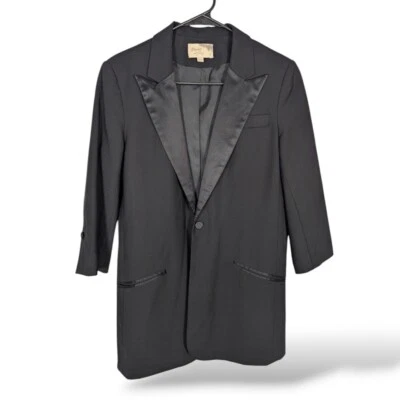 Blazer Elizabeth and James Mujer 8 Botones Únicos Mangas 3/4 Negro Carrera Foto 1 de 4