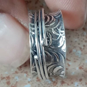 Anillo giratorio de plata esterlina 925 sólido anillo de meditación hecho a mano joyería jq7932 - Imagen 1 de 3