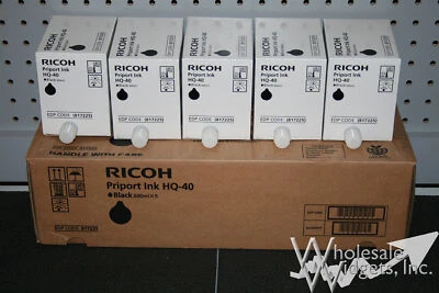 5 Genuine Ricoh HQ-40 Priport Black Ink DX DX4542 DX4545 JP JP4500 817225 HQ40 - Image 1 of 3