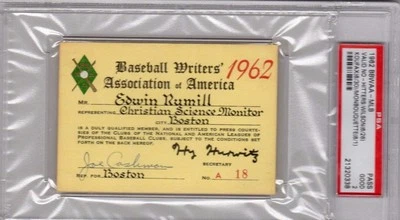 Sandy Koufax No-Hitter PSA Ticket Pass 1962 Dodgers/Mantle MVP/Red Sox No-Hit⚾️ - Image 1 of 2
