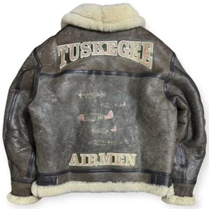 AVIREX Type B-3 Real Shearling Flight Jacket USA Made Brown M Sheepskin - Picture 1 of 10