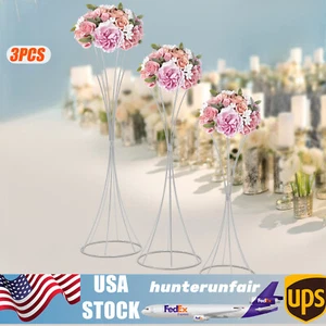 3pcs Flower Stand For Wedding Table Metal Centerpieces Decor Free Standing - Picture 1 of 15