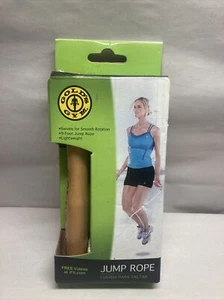 GOLDS GYM 9' Poliestere Leggero Salto Corda Legno Naturale Manici Girevoli - Foto 1 di 2