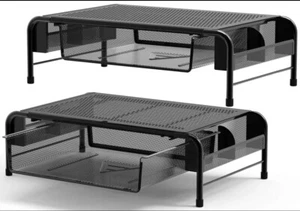 2PK Metal Desk Monitor Stand Riser with Organizer Drawer - Picture 1 of 1