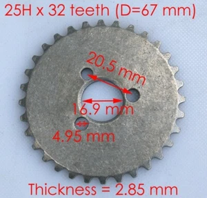 E-22 ENGINE 110 TO 125CC TIMING CHAIN 32 TEETH SPROCKET W/3 MOUNTING HOLES - Foto 1 di 1