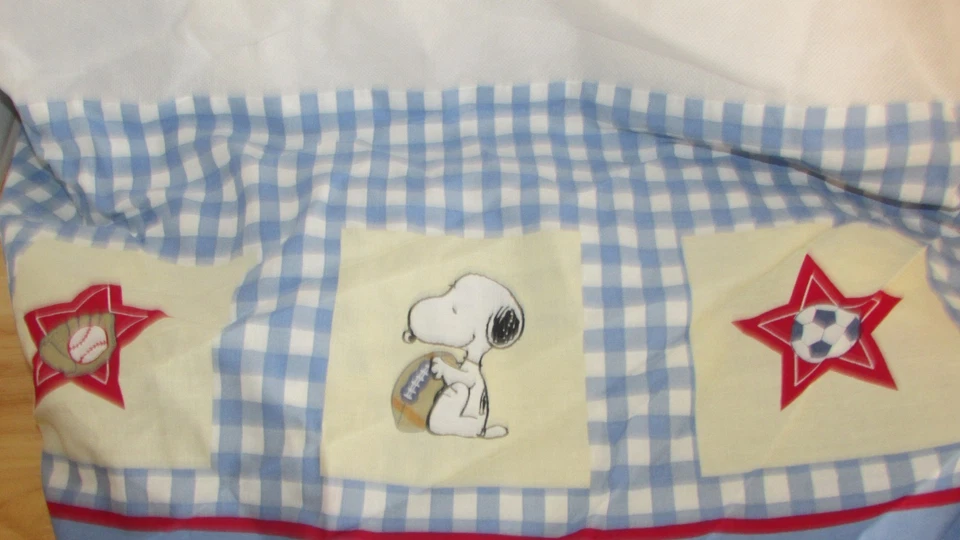 Peanuts snoopy woodstock sports ball crib skirt dust ruffle basketball baseball - Image 1 of 4