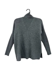 Good Condition Tory Burch Women's Grey Merino Wool Funnel Neck Jumper S - Picture 1 of 5