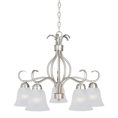 Basix 5 Light 26" Satin Nickel Single-Tier Chandelier 10125FTSN Frosted Glass - Image 1 of 3