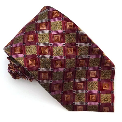 Галстук шелковый Daniel de Fasson кирпич красный медный геометрический семь 7-кратный - Изображение 1 из 3