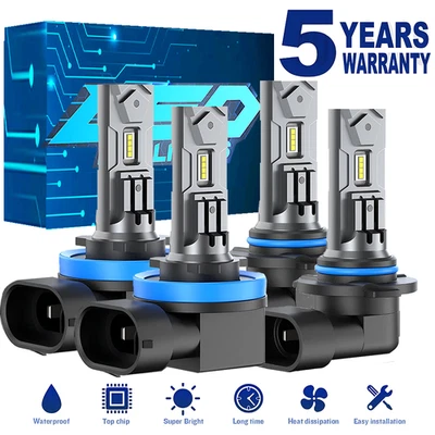 9005 + H11 LED Headlight Bulbs Combo Kit High Low Beam 10000K White Super Bright - Image 1 of 4