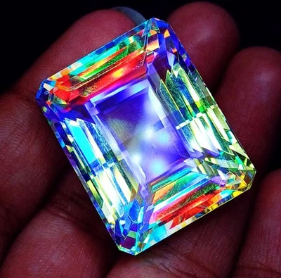 Mystic Quarz Smaragd Schliff 86.70 Karat Zertifiziert Lose Edelstein Anhänger Eu - Bild 1 von 4