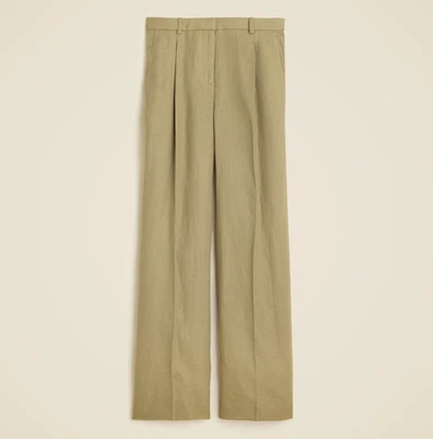 New JCREW Size 4 Wide Leg Essential Pant in Linen Dusty Fatigue $128 BW528 - Image 1 of 4