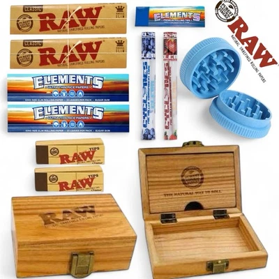 RAW SPORTS RAW Wooden Rolling Box Tray Set Grinder Cones Papers Tubes Smoking Gift Kit