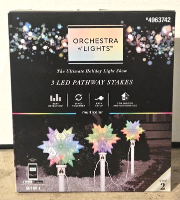 3 Gemmy Orchestra of Lights Multi-Color/Color-Changing Snowflake LED Path Lights - Image 1 of 3