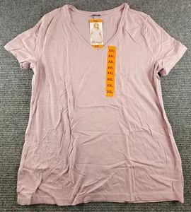 Felina Women Blue Short Sleeve T-Shirt Large 2XL Pink Heathered V Neck NWT - Picture 1 of 8