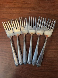 Silberbesteck aus "Pageant" Muster von International Silver, Set mit 6 Gabeln - Bild 1 von 5