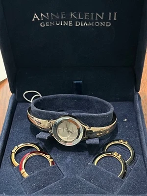 Anne Klein II Genuine Diamond Womens Bangle Watch Interchangeable Bezel Set - Image 1 of 4