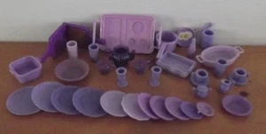 Barbie Lot Of Purple Pots Pans Kitchen Cookware Dishes & More Lot - Picture 1 of 10