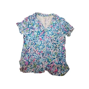 Lilly Pulitzer Pajama Top Women's Size S Short Sleeve Button Up Sleepwear - Picture 1 of 2