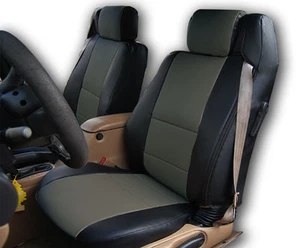 for CHRYSLER SEBRING CONVERTIBLE 01-06 CUSTOM 2 FRONT SEAT COVERS BLACK/CHARCOAL - Picture 1 of 9