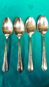Oneida Meadowbrook ~ Silver Plate ~ 4 Tea Spoons Teaspoons 6 inches - Picture 1 of 4