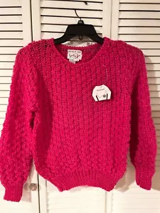 NWT Vintage 80s Licorice - Acrylic Hand Knitted - Chunky Sweater -Fuchsia, Small - Picture 1 of 4