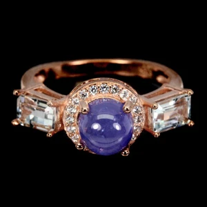 925 Sterlingsilber Ring Rund Tansanit 7mm Aquamarin Edelstein Schmuck 7.5 - Bild 1 von 9