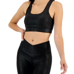 Jenni Women's Square-Neck Sports Bra Black Crackle NWT MSRP $25 - Picture 1 of 9