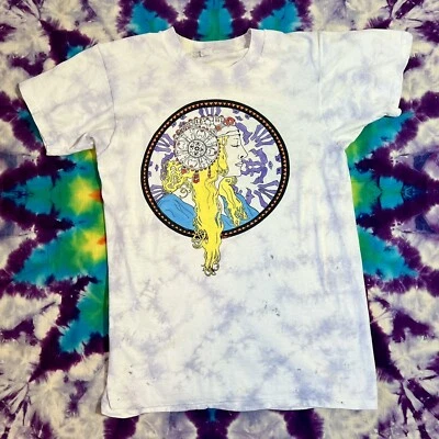 复古 60 年代 Alphonse Mucha 拜占庭头金发和花朵手绘 T 恤独一无二 — 第 1/4 张图片