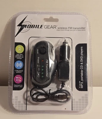Mobile Gear Wireless FM Transmitter Car Use With MP3 Portable CD And DVD Black - Image 1 of 2