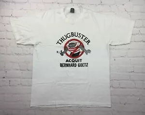 RARE Vtg 1984 Thug Buster Acquit Bernhard Goetz New York T-Shirt USA - XL 80s - Picture 1 of 8