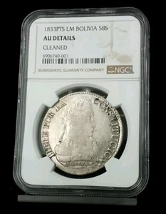 1833 PTS LM Bolivia S8S 8 Soles NGC AU DETAILS CLEANED #2198 - Picture 1 of 2