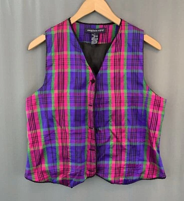 Chaleco a Cuadros Ojo de Águila Seda Tartán De Colección Grande Colorido Audaz Vacaciones Dopamina Foto 1 de 4