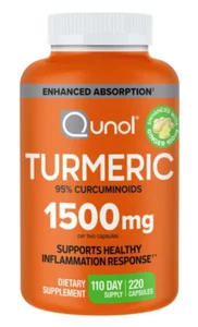 Qunol Turmeric (95%Curcuminoids) 1500 mg+Ginger+Black 220caps EXP 12/2027 - Picture 1 of 4