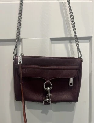 Rebecca Minkoff Crossbody Purse Leather Silver Hardware Burgundy Color Bag - Image 1 of 4
