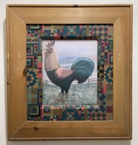 Vintage Emma Stubbs Hunk Rooster II Oil Painting Wood Custom Wood Framed - Picture 1 of 20