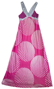 Custo Barcelona Maxi Dress sz 2 Halter Knit Pink Silver Metallic Lined - Picture 1 of 24