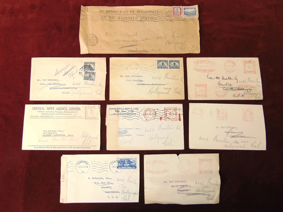 8 SOUTH AFRICA WWII Era Covers 1941 One Official Overprint / One Censored   - Image 1 of 4