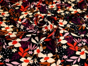 Graphic Floral Viscose Challis Fabric Minerva Exclusive - POD - per metre - Picture 1 of 6