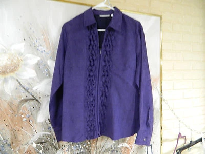 NUEVO CON ETIQUETAS ELEGANTE BLUSA REBECCA MALONE XL POLIÉSTER GAMUZA CREMALLERA UVA FRONTAL CALADA Foto 1 de 4