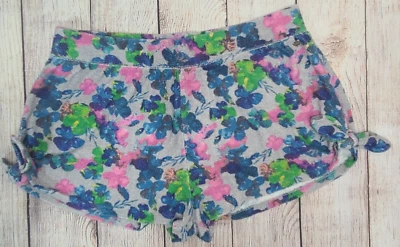 Juicy Couture Terry Shorts Women's XL Gray Blue Pink Floral Side Ties Stretch - Image 1 of 4