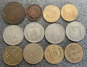 12x VECCHIE MONETE MEDIO ORIENTE ISRAELE GIORDANIA PALESTINA UAE ALGERIA - Foto 1 di 2