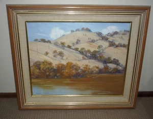 VINTAGE OIL PAINTING ON CANVAS BY AUSTRALIAN ARTIST STEPHEN FRANKS & TITLED - Picture 1 of 5