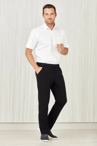 Biz Care Comfort Mens Waist Flat Front Pant Lightweight Plain Weave Stretch New - Picture 1 of 13