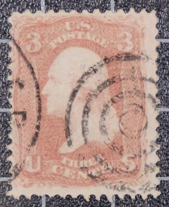 Scott 65 3 Cents Washington Used Partial CDS & Target Fancy Cancel  - Picture 1 of 1