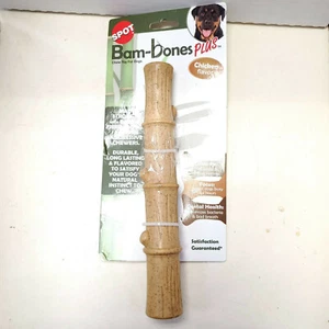 Spot BAM-BONES PLUS Large Stick Chicken Flavor Durable Bamboo Dog Chew - Picture 1 of 2