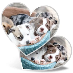 2 x Heart Stickers 15 cm - Adorable Pet Dog Puppies Animals Cute #8428 - Bild 1 von 8